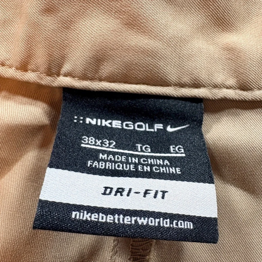 Nike Golf Pants Mens 38x32 Khaki Dri-Fit Flat Front Stretch Performance Trousers